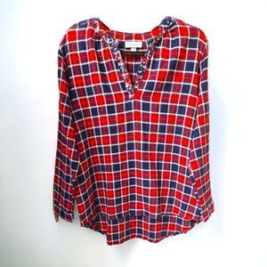 NWOT Dress Barn Plaid Long Sleeve With Sequins Around V-Neckline.